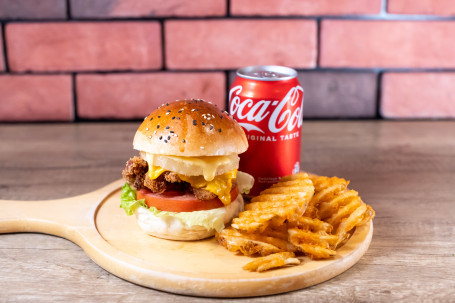 Pineapple Chicken Cheese Burger Shāo Bō Luó Jī Tuǐ Hàn Bǎo Tào Cān