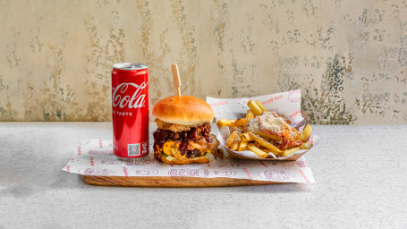 The Peppered Brisket, Choice Of Fries, Can Of Pop.