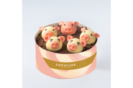 Zhū Zhū Duì Yǒu Zá Guǒ Jì Lián Dàn Gāo (6Cùn Piggy Buddy Mixed Fruit Fresh Cream Cake (6 Inch