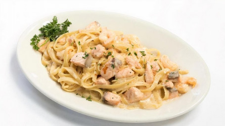 Salmon Shrimp Pasta