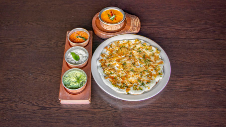 Tomato Uthappam With Sambhar Chutney