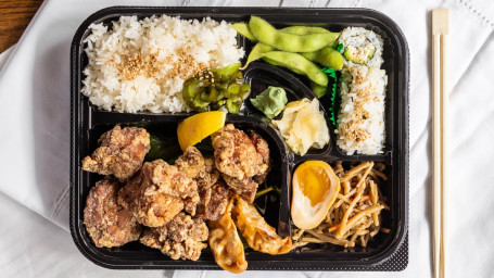 Karaage Bento With Miso Soup