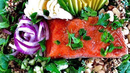 Quinoa Smoked Wild Sockeye Salmon Bowl With Ranch Dressing